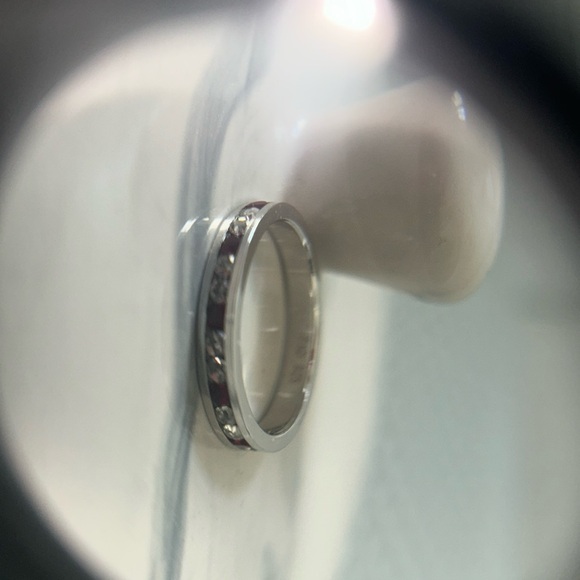 Vintage Silver 925 Stackable ring size 6.5 Ruby Red Stones - Picture 4 of 11